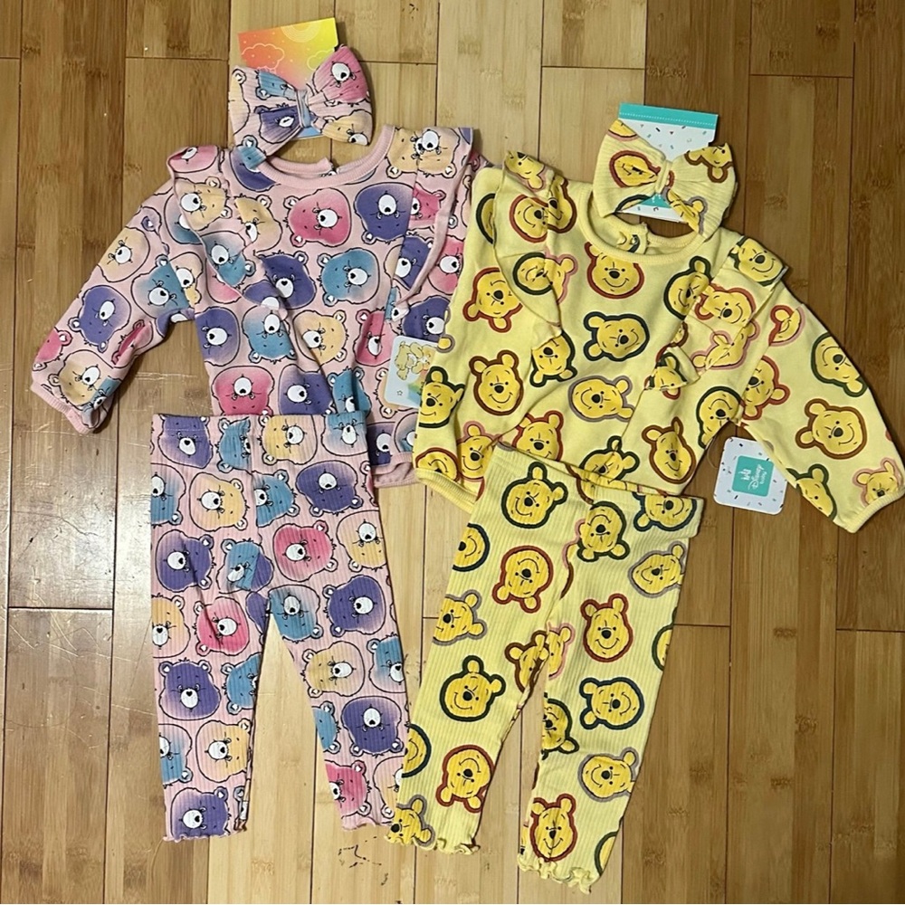Care Bear & Winnie The Pooh 3-Piece set Size 12 Months-NWT